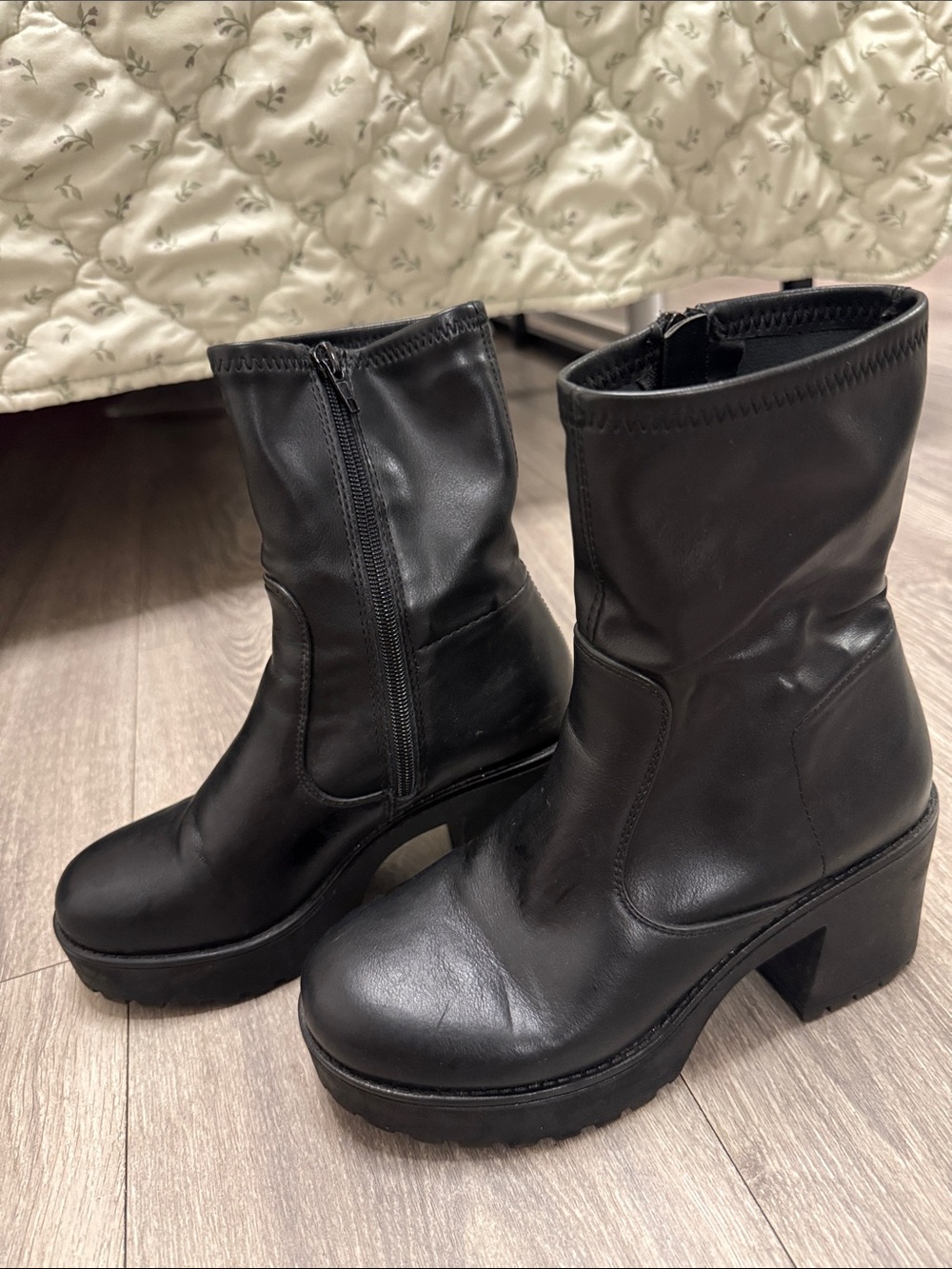 Women's Black Platform Mid-Calf Boots